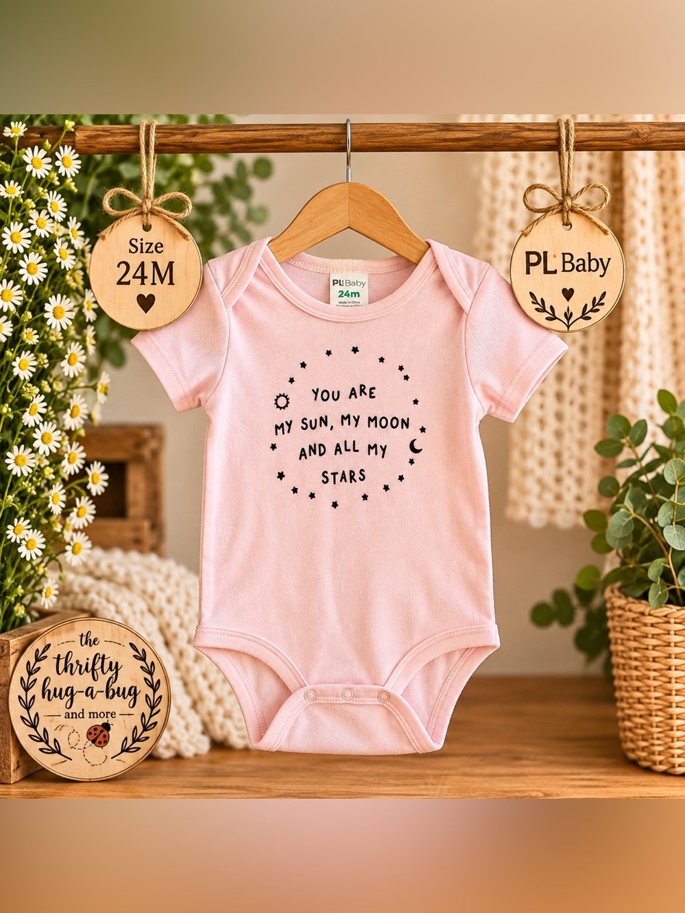 PL Baby 24M “My Sun, My Moon & All My Stars” Pink Bodysuit ✨